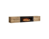 SWITCH wall hung TV unit with a bio fireplace, Wotan oak