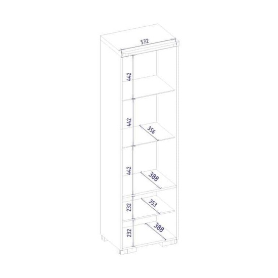 ויטרינה בודדת שמאלית RIVA עם תאורה, 61x45x193 ס