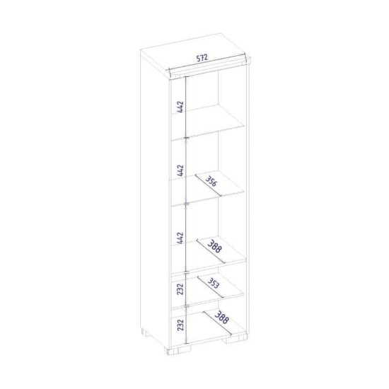ויטרינה בודדת ימנית RIVA עם תאורה, 61x45x193 ס