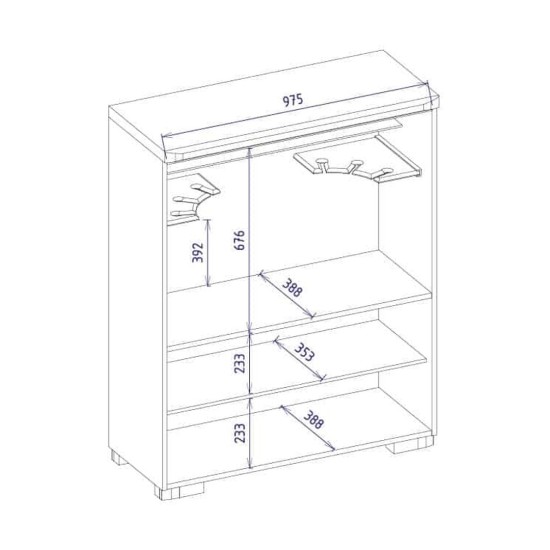 ארון עם בר RIVA עם תאורה, 101x45x128 ס