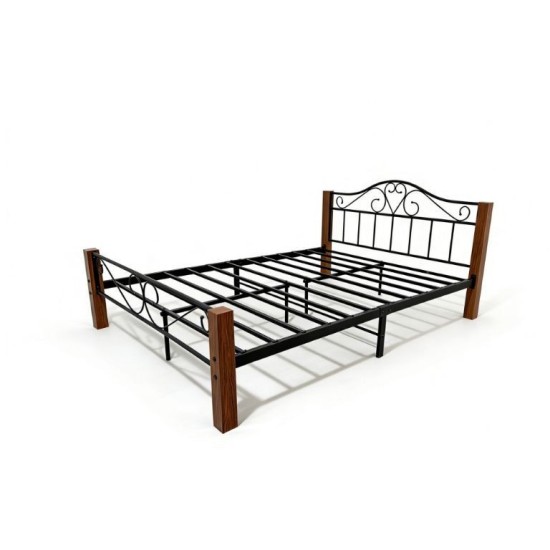 Metal bed 2508 with a patterned headboard