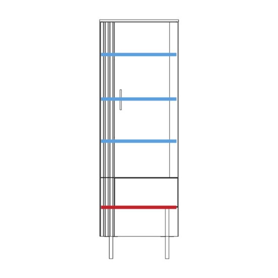 GINTARO single display cabinet with lighting, left, 67 cm