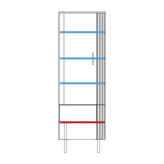 GINTARO single display cabinet with lighting, right, 67 cm