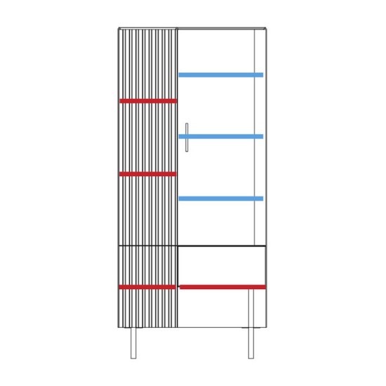 GINTARO dual display cabinet with lighting, left, 91 cm