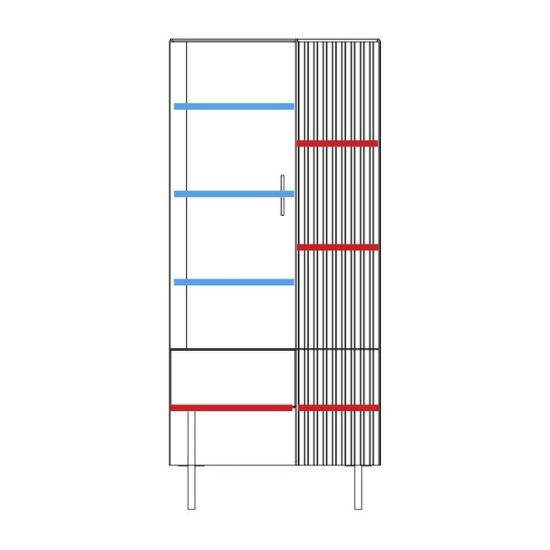 GINTARO dual display cabinet with lighting, right, 91 cm