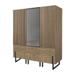 GINTARO wardrobe with a mirror leaf and drawers, 165 cm