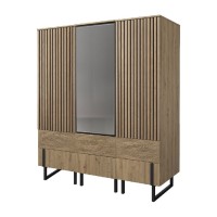 GINTARO wardrobe with a mirror leaf and drawers, 165 cm