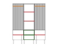 ארון GINTARO עם דלת מראה ומגירות, 165 ס