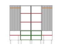 ארון GINTARO עם שתי דלתות מראה ומגירות, 220 ס