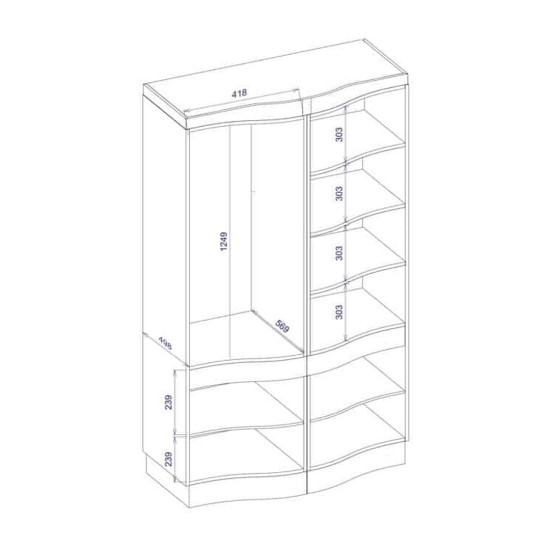 ארון DIUNA עם ארבע דלתות, 91 ס