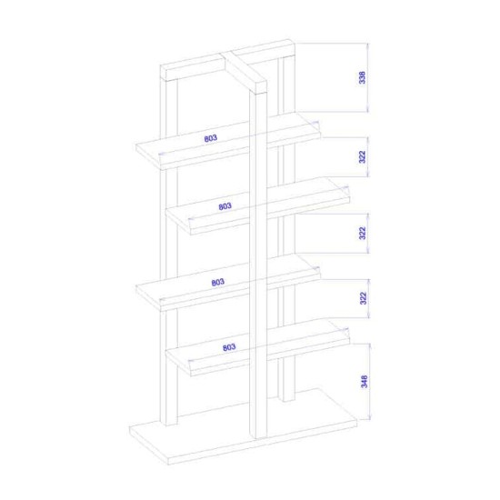 SEMPRE shelving unit with four shelves, 96 cm