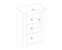 SEMPRE hanging display cabinet with lighting, right, 69 cm