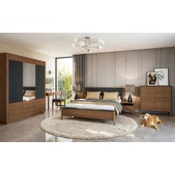 TANGO wardrobe with a mirror and oak fronts, 239 cm