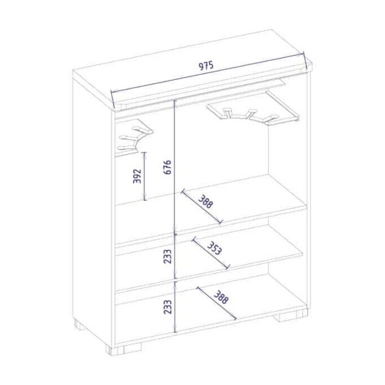 RIMINI bar cabinet with lighting, 101 cm