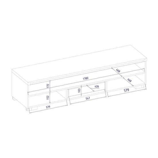 RIMINI TV unit with three doors, 182 cm