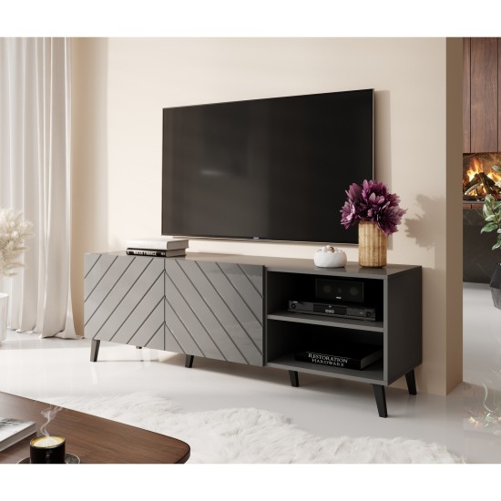 Tv unit ABETO 200 cm, black matt