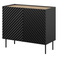 Chest of drawers ONDA 98 cm, black with artisan oak