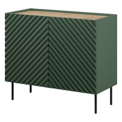 Chest of drawers ONDA 98 cm, labrador green with artisan oak