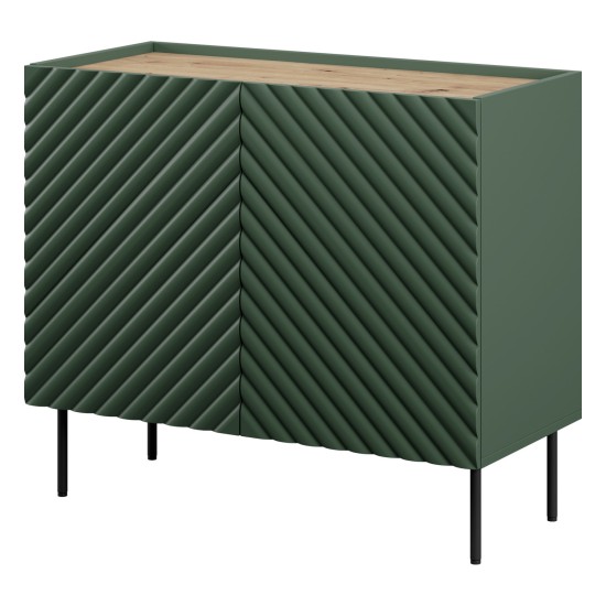 Chest of drawers ONDA 98 cm, labrador green with artisan oak