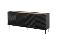 Chest of drawers ONDA 200 cm, black with artisan oak