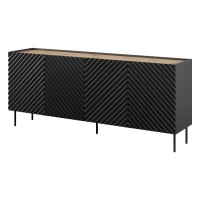 Chest of drawers ONDA 200 cm, black with artisan oak