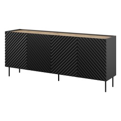 Chest of drawers ONDA 200 cm, black with artisan oak