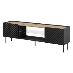 TV unit ONDA 180,5 cm, black with artisan oak