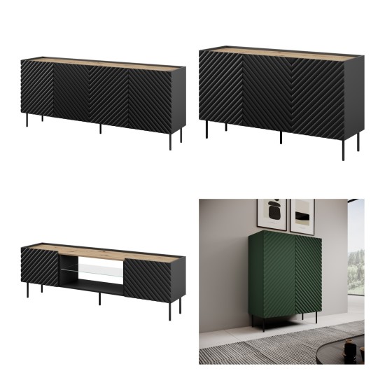 Shelving unit ONDA 98 cm, black with artisan oak