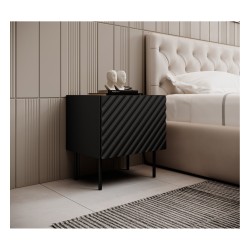 Bedside tables, pair ONDA 50 cm, black with artisan oak