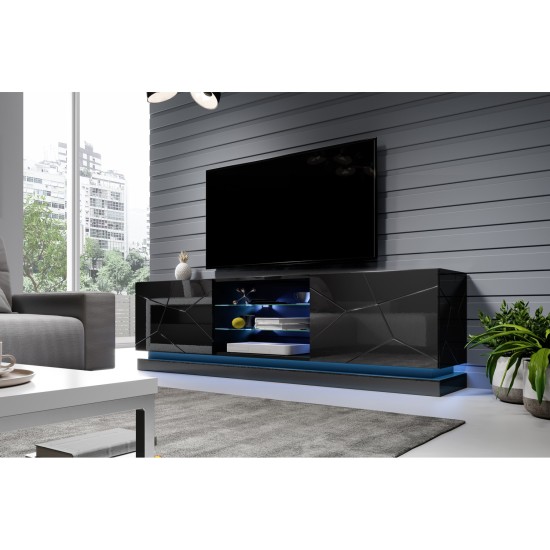 TV unit QIU 200 cm, black gloss