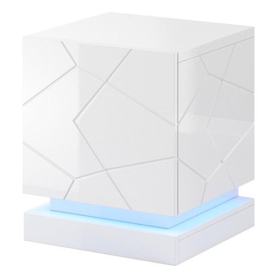 Bedside tables, pair QIU 46 cm, white gloss Bedside tables, pair QIU 46 cm, white gloss