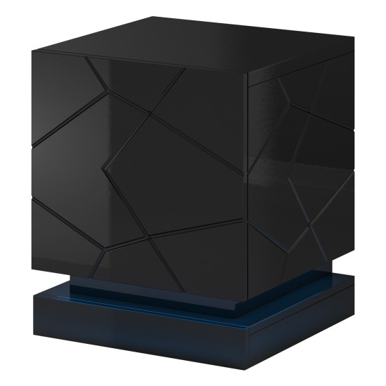 Bedside tables, pair QIU 46 cm, black gloss Bedside tables, pair QIU 46 cm, black gloss