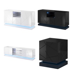 Bedside tables, pair QIU 46 cm, black gloss