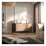 Chest of drawers MERCI 151 cm, artisan oak with black