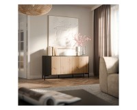 Chest of drawers MERCI 151 cm, artisan oak with black Chest of drawers MERCI 151 cm, artisan oak with black