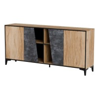 Chest of drawers OVO 180 cm, ancient oak with dark concrete