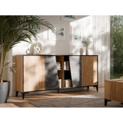 Chest of drawers OVO 180 cm, ancient oak with dark concrete Chest of drawers OVO 180 cm, ancient oak with dark concrete