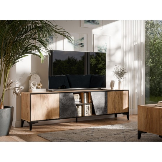 TV unit OVO 180 cm, ancient oak with dark concrete
