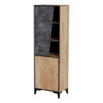 Display cabinet OVO 90 cm, ancient oak with dark concrete