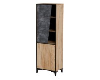 Display cabinet OVO 90 cm, ancient oak with dark concrete