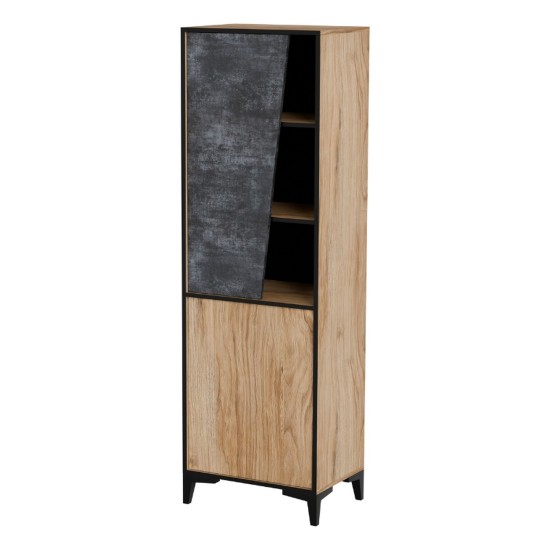 Display cabinet OVO 90 cm, ancient oak with dark concrete