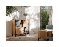 Display cabinet OVO 90 cm, ancient oak with dark concrete