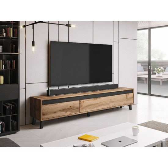 TV unit NORD 185 cm, wotan oak with anthracite