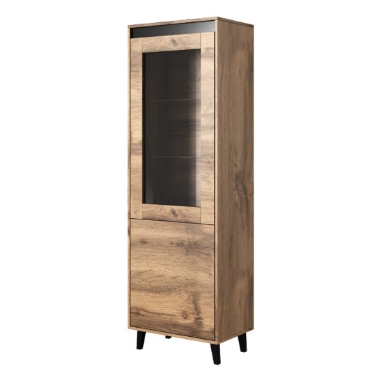 Display cabinet NORD 60 cm, wotan oak with anthracite