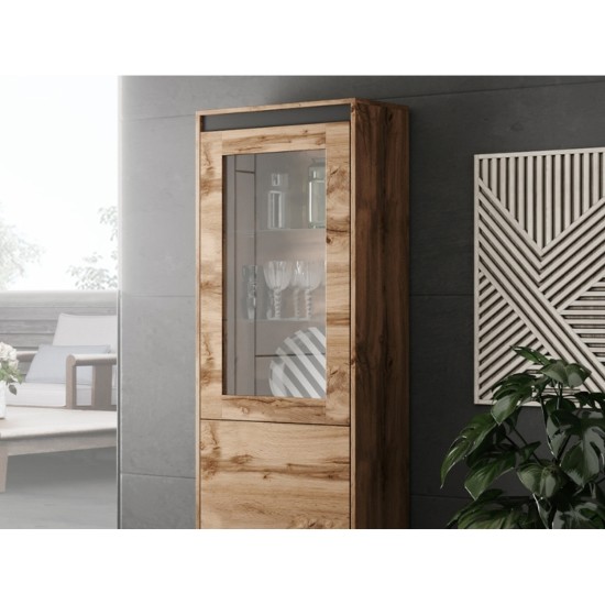 Display cabinet NORD 60 cm, wotan oak with anthracite
