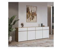 Chest of drawers CROSS Helvetia 225 cm, white with wotan oak
