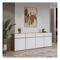 Chest of drawers CROSS Helvetia 225 cm, white with wotan oak Chest of drawers CROSS Helvetia 225 cm, white with wotan oak