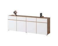 Chest of drawers CROSS Helvetia 225 cm, white with wotan oak