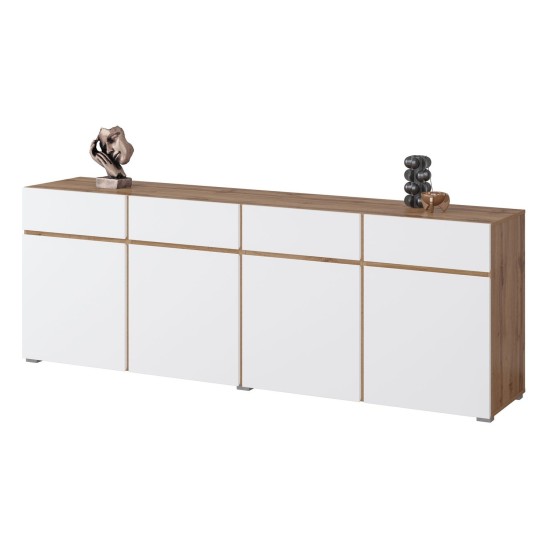 Chest of drawers CROSS Helvetia 225 cm, white with wotan oak
