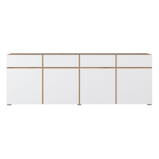 Chest of drawers CROSS Helvetia 225 cm, white with wotan oak